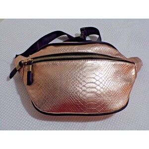 Pink Metalic Fashionable Fanny Pack w/Rose Gold Hardware Zipper Closure Adj Belt